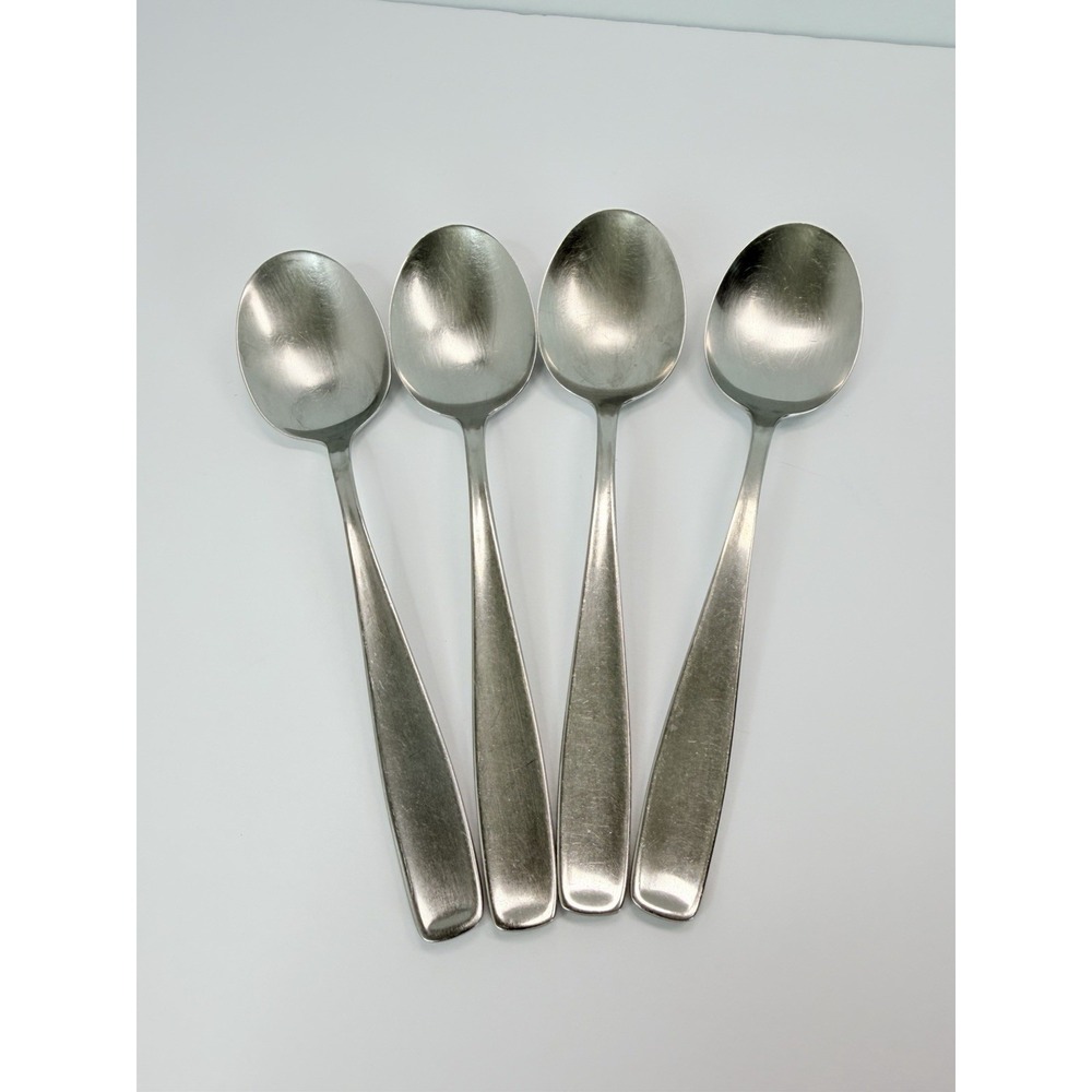 4 Place Oval Soup Spoons WMF LINE Stainless Germany Triangle Mark 7 1/4"